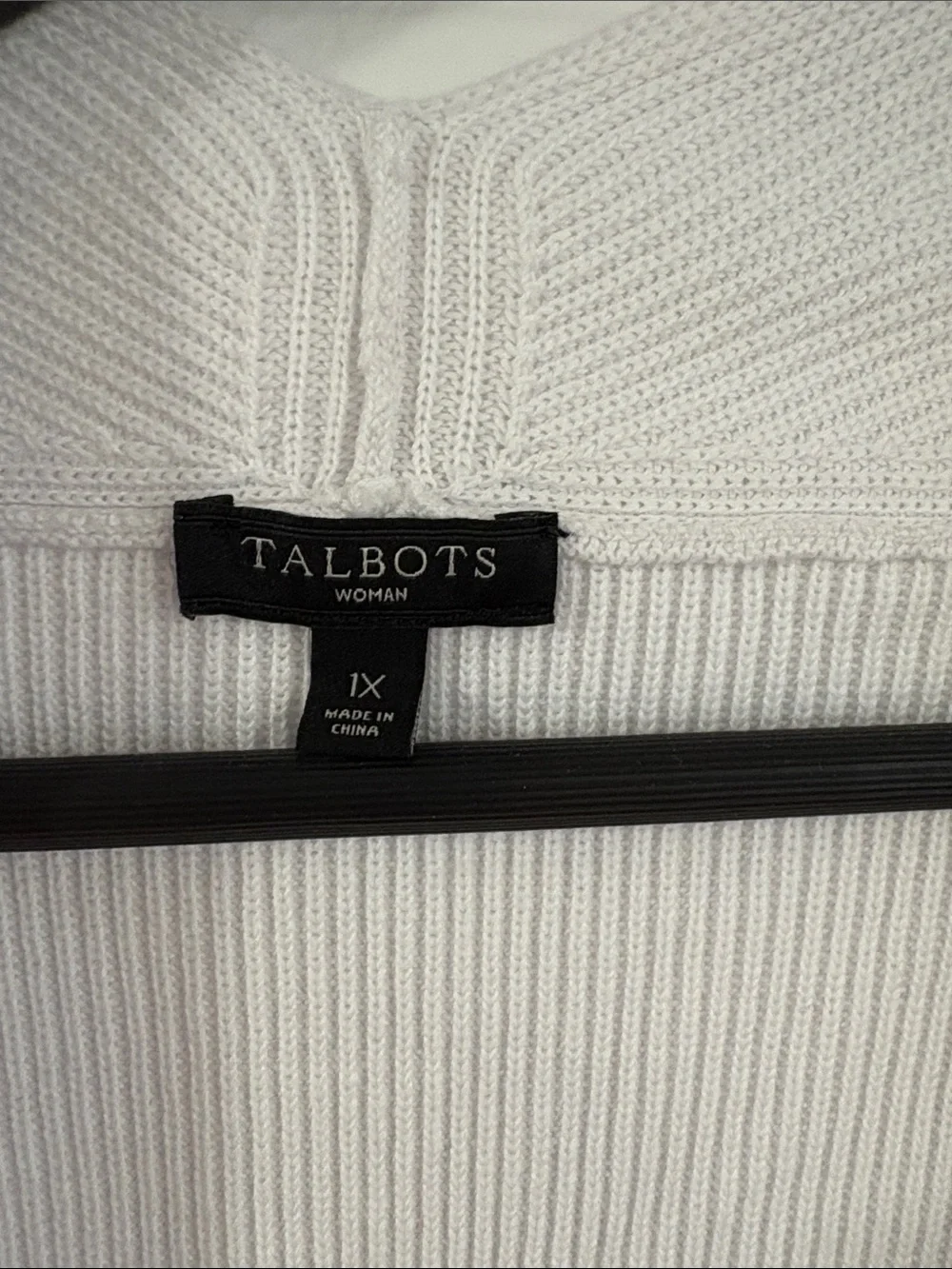 Talbots White Open-Front Ribbed Cardigan Sweater